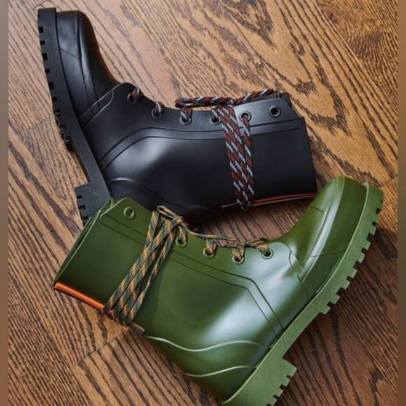 Bernardo Andra Lace Up Combat Moto Rain Boots - Picture 3 of 13
